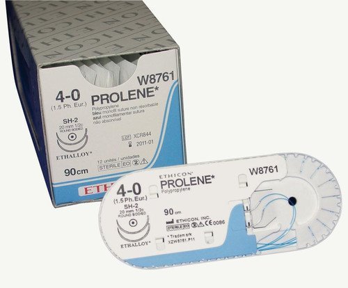 Пролен (Prolene) 4-0, 90 см. синий кол.-реж. 17 мм х 2 1/2, шовный материал Ethicon