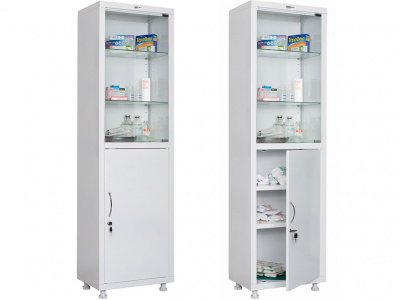 Шкаф одностворчатый для медикаментов и инструментов, двери - металл HILFE МД 1 1657/SS