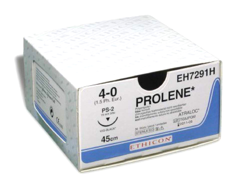 Пролен (Prolene) 4-0, 45 см, синий прайм реж. 26 мм, 3/8, шовный материал Ethicon