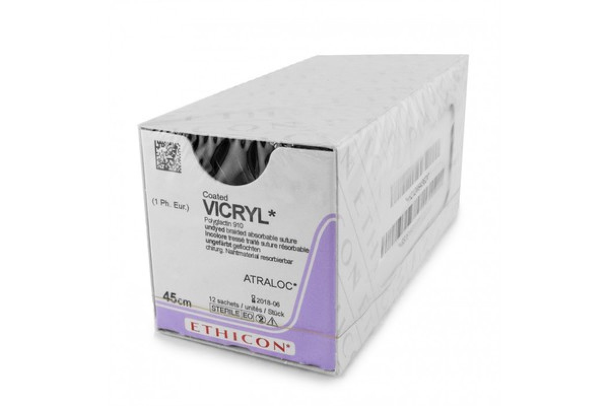 Викрил (Vicryl) 1, лигатура, 150см, фиолет. без иглы, производства Ethicon